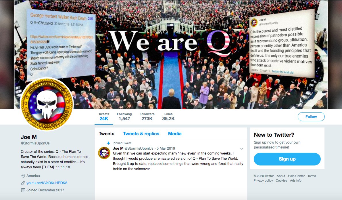 Not sure when the suspension occurred or the reasons ... I can suspect it was probably related to  #coronavirus disinformation. Here is how the account used to look recently.  #Qanon  #WWG1WGA  #infosec  #osint  #disinfo