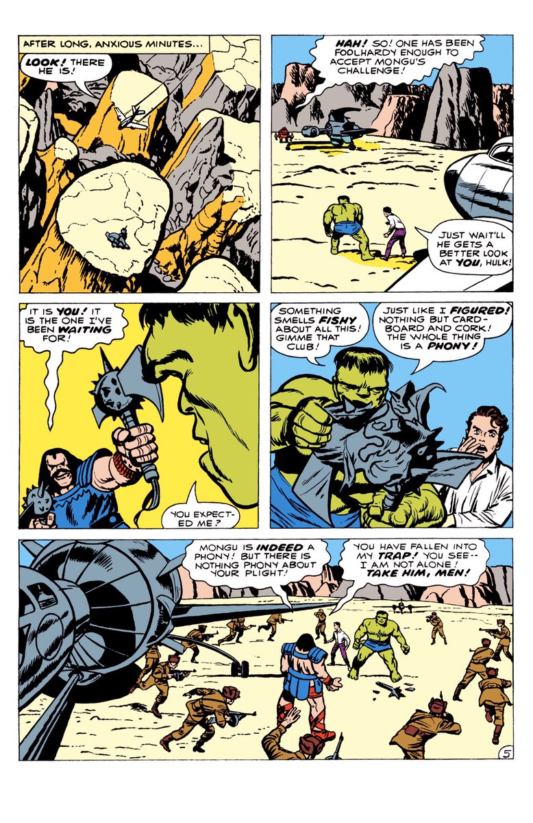 ...and my absolute favorite example of Silver Age goofiness on display is the Soviets faking an alien invasion in order to capture the Hulk by dressing up as a space gladiator wanting to challenge “Earth’s strongest warrior...”