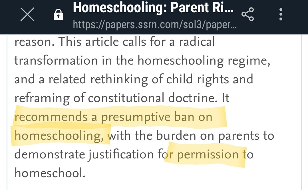 Harvard's Elizabeth Bartholet is speaking.She "recommends a presumptive ban on homeschooling"