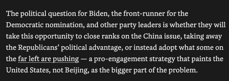 This is a key question.  https://www.washingtonpost.com/opinions/2020/04/08/coronavirus-crisis-is-turning-americans-both-parties-against-china/Who are Biden's China advisors?