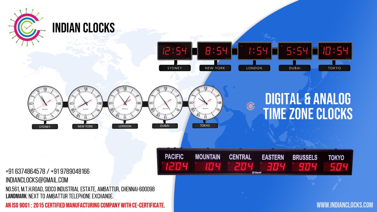 IndiaclockV's tweet image. We customise time zone clock as per your requirements, To get a quote or our offer for your Digital Time Zone Clock click indianclocks.com

#IndianClocks #clocks #clock #customized #india #Chennai #DigitalClock