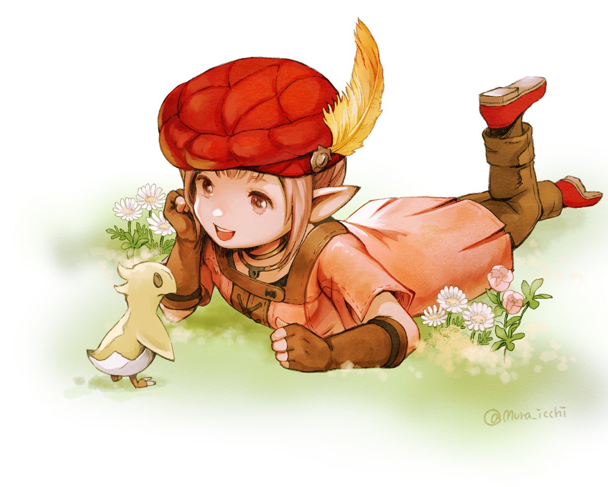 1girl gloves hat open mouth red headwear fingerless gloves pointy ears  illustration images