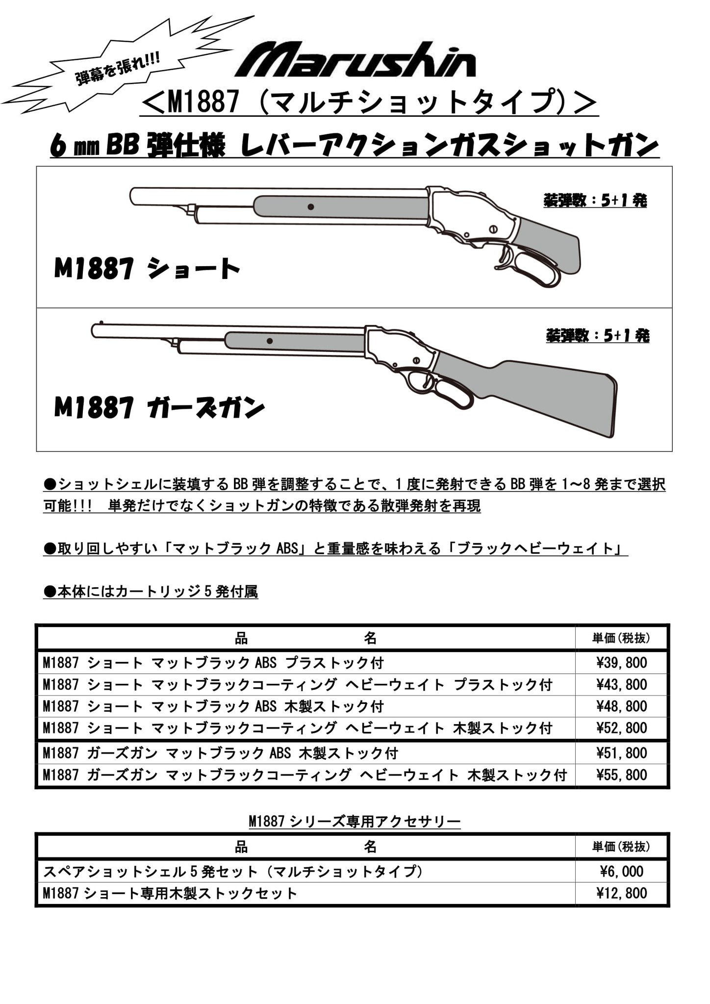 マルシン ショットガンM1887 スペアショットシェル 5発入 - 通販 ...