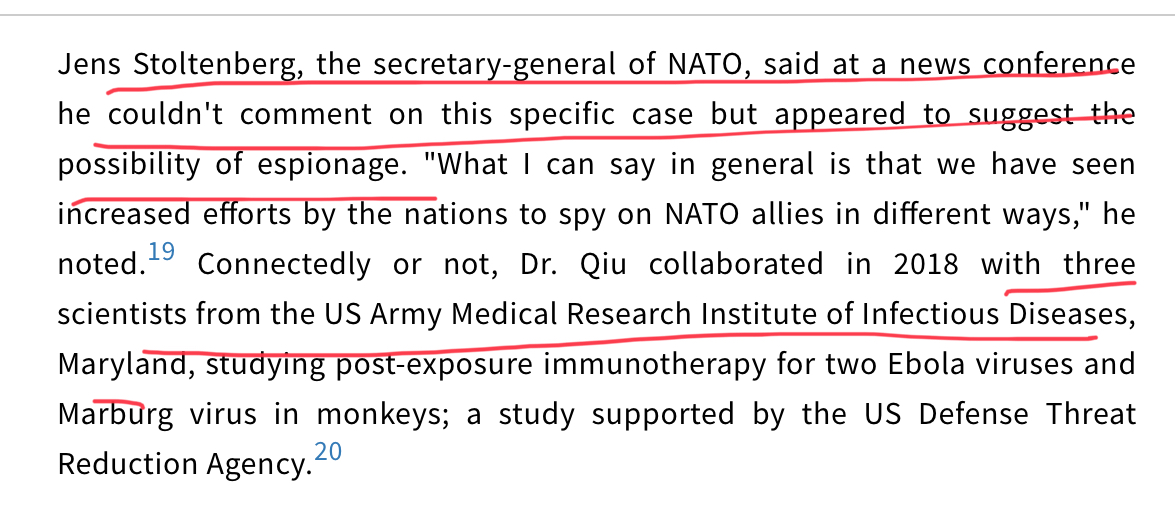 When asked, the Secretary General of NATO suggested Dr Qui is a CCP spyand she did work with the US Army too