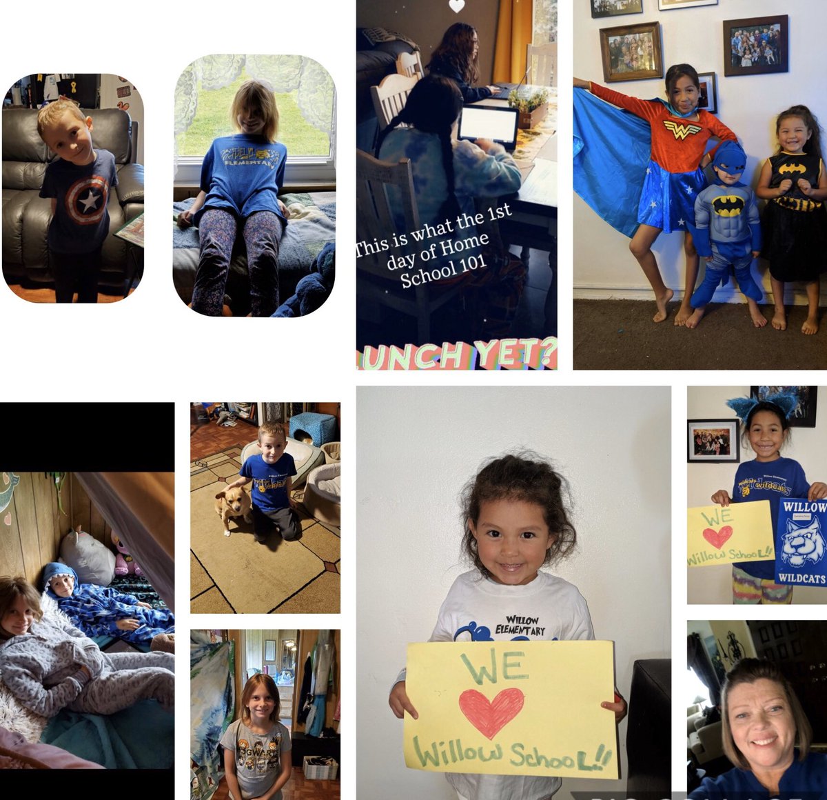 𝐂𝐨𝐧𝐧𝐞𝐜𝐭𝐞𝐝 𝐂𝐡𝐚𝐫𝐭𝐞𝐫 𝐎𝐚𝐤: Willow Elementary School is one of many participating in virtual spirit week! Here’s a few wildcat staff and students. Great job teachers, staff, and students for staying connected. 😊 #charteroakunifiedisAMAZING <a href="/co_willowschool/">Willow Wildcats</a>