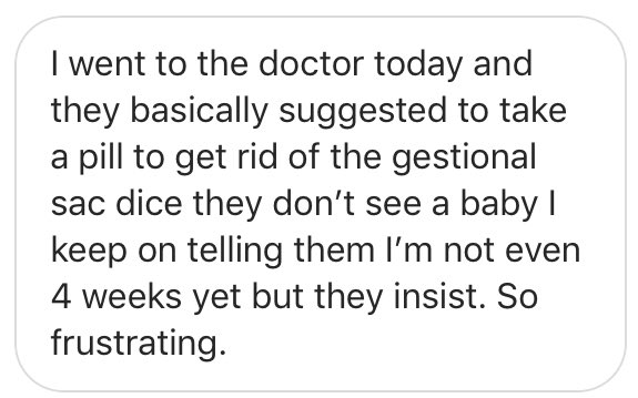 In the chart above she was ~21 days pregnant - but she was getting a positive test. She had some implantation spotting which is normal but she went to the ER - they did an ultrasound and then told her the pregnancy wasn’t viable bc they miscalculated her pregnancy at 6 weeks