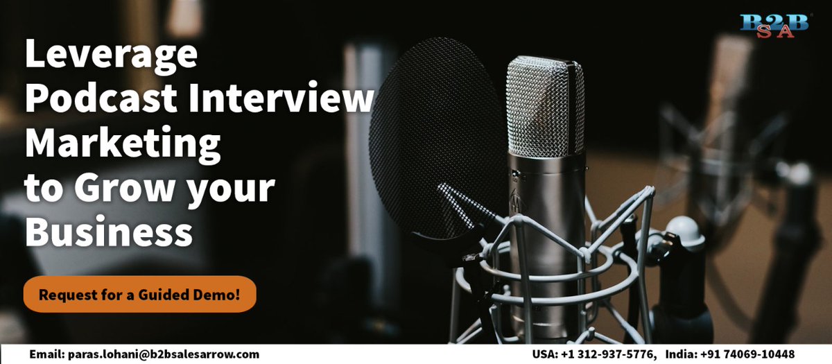 Contact Team #B2BSalesArrow today for End to End Podcast Hosting Solution!
Email: Paras.Lohani@b2bsalesarrow.com
USA: +1 312-937-5776, India: +91 7406910448
#virtualevents #webinars #podcast #corporateevents #virtualconference #businessevents #globalevents   #coronavirus #covid19
