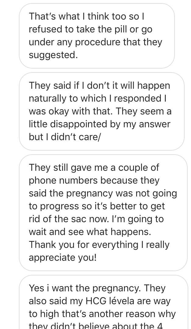 Here’s more of her testimonial - she tells her doctor she knows she didn’t conceive 6 weeks earlier and they ignored her - basing their assessment off of their methods for identifying fetal age... then tell her it’s best she uses pills to terminate because “it’s not viable”