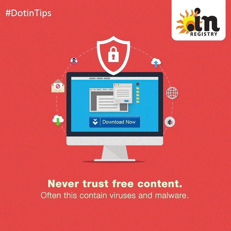 inregistry's tweet photo. An initiative from NIXI for guiding users on how to protect themselves from viruses and follow best practices while browsing on the internet. Like, retweet &amp; tag your friends to spread awareness. #DotinTips #IamIN #ThursdayThoughts #DotIN #onlinebusiness #ThursdayMotivation https://t.co/AiUTJzS5lC