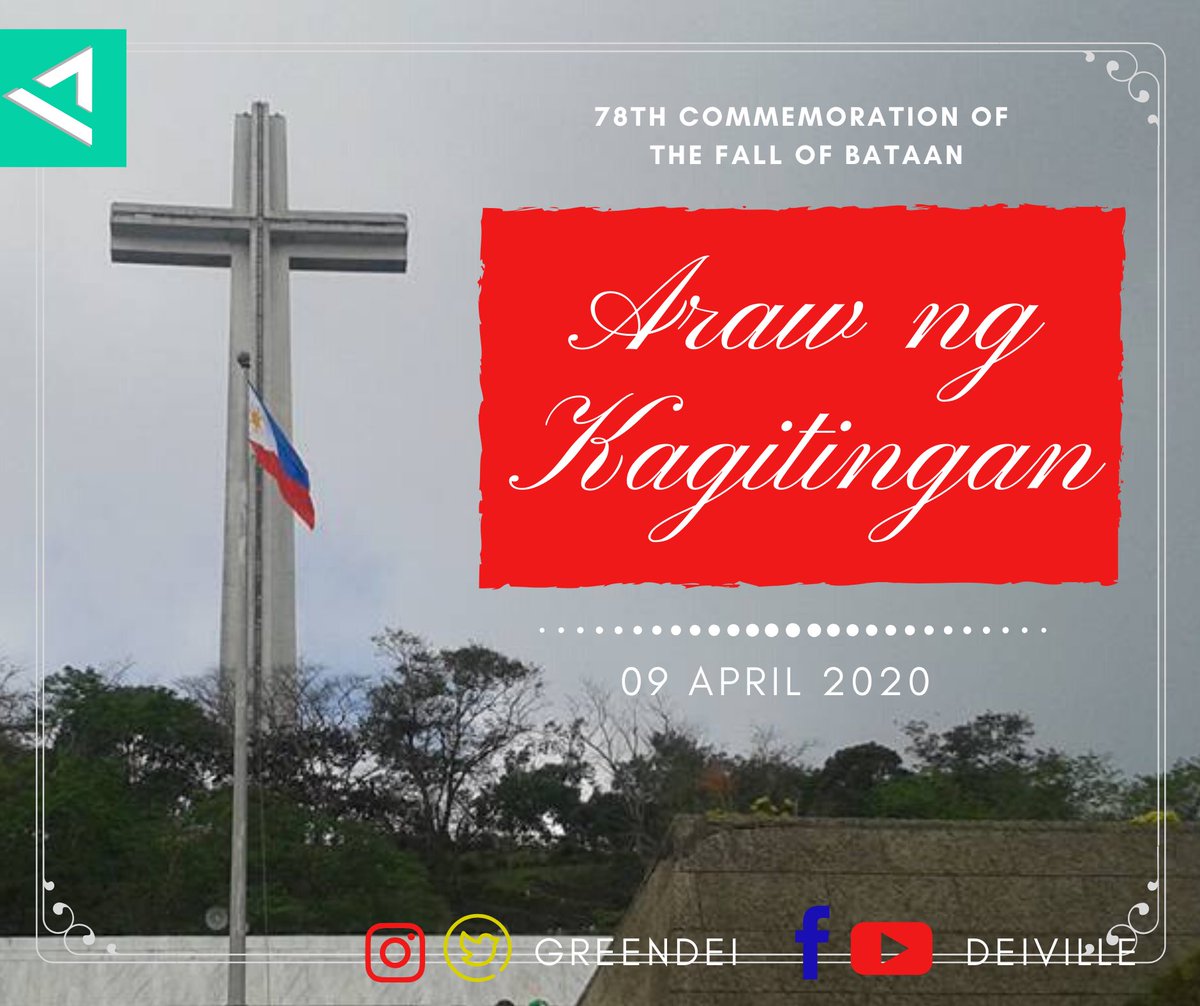 GreenDei's tweet photo. We commemorate the 78th year of the “#FallofBataan” during World War 2 The heroism of Filipino and American soldiers who were force to march fr Bataan to Capas Tarlac via San Fernando, Pampanga following their surender to Japanese forces.
#BataanDay #DayOfValor #ArawNgKagitingan https://t.co/uLVIo7LIFO