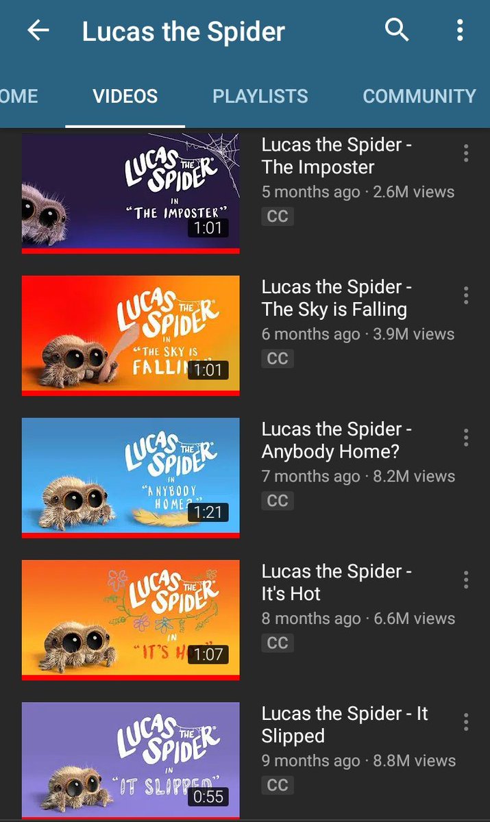 2. Lucas the SpiderIsinya film animasi pendek keseharian laba-laba kecil (kalo gede riba-riba anjay). Gumus banget Sayangnya channel ini jarang update, sebulan sekali kayanya. Tapi worth the wait karena lucuuuukkkk banget!!