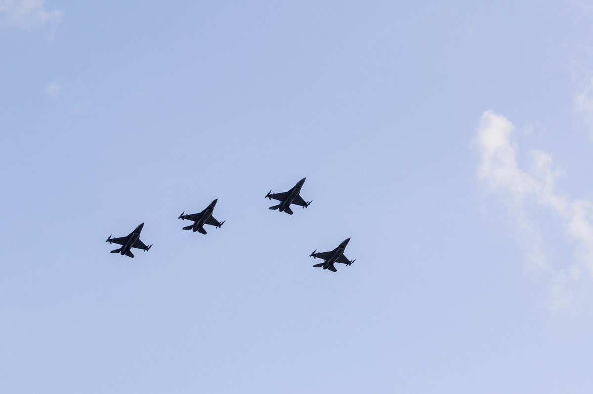 After spending a day at Easterwood, again, finally watched Texas National Guard F-16 Fighting Falcons flyover campus.