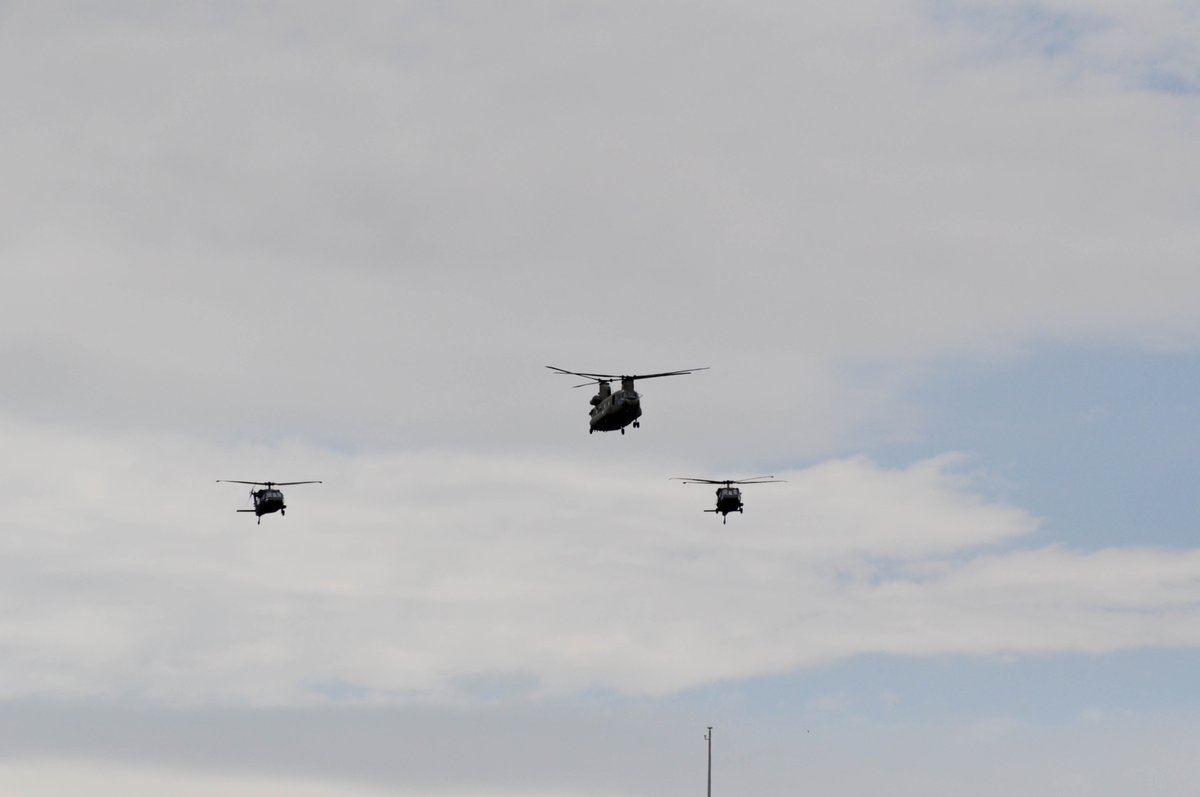 A combination of Blackhawks and a Chinook flew over campus last October. (and a wild  @clarkent_ there too)