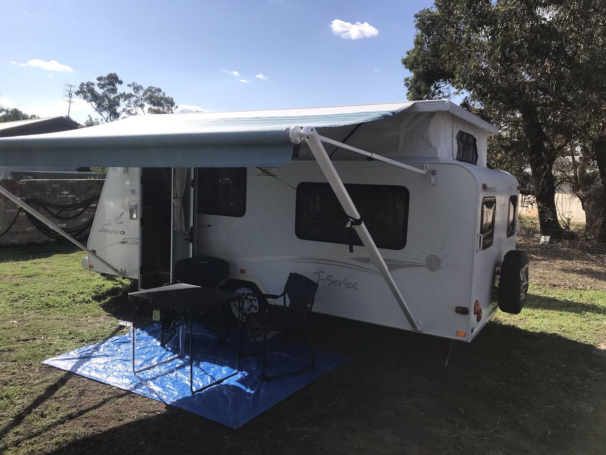 randlbearman's tweet photo. #Lockdownaustralia #StayAtHomeOrder #StayAtHome  ahh when you have #EasterAtHome make the most of #caravan. Life with our #Jayco pop top #cheers #Australia https://t.co/N6NmIXKAiL