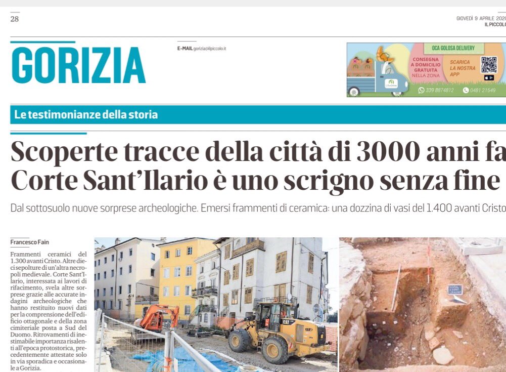 GibelliTiziana's tweet photo. A @ComuneGorizia gli scavi a S.Ilario fatti con dir. scient. di #Soprintendenza ArcheologiaBelleArtiPaesaggio #FVG ci offrono reperti dell’#EtàBronzo (1.400-1.300 a.C.), prima testimonianza di presenze così antiche a GO. #CulturaSportFVG #MibactFVG @regioneFVGit https://t.co/n64OO8zTUx