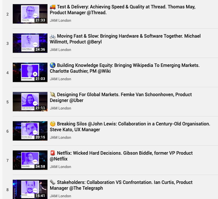 makingjam's tweet photo. π Isnβt this the grandest YT playlist youβve ever seen?
#JAMLondon 2018 brings you:
π Riveting user-chases!
π Moving #product discoveries!
π€£ Comedic #management flops
https://t.co/WGWvXfsGv7 https://t.co/hwCOsN0FAM