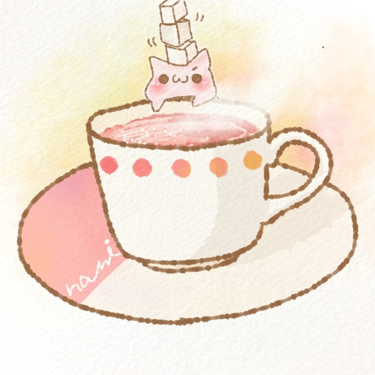 no humans cup :3 teacup cat tea blush  illustration images