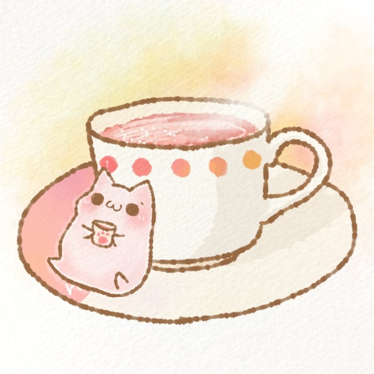 no humans cup :3 teacup cat tea blush  illustration images