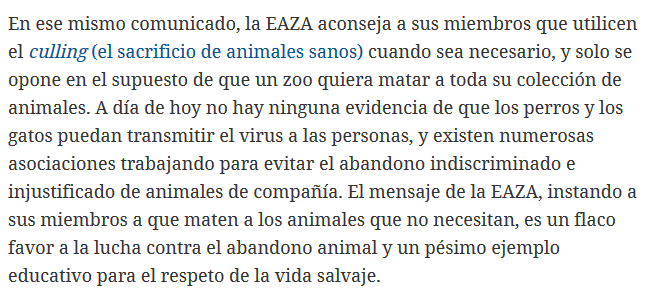 Habla como si fuera el pan nuestro de cada día del culling, sacrificar animales sanos que pueden generar problemas por diversos motivos: espacio, consanguinidad... Por tanto, NO ES QUE NO SEA NECESARIO. De hecho es una medida desesperada que se lleva a cabo solo si no hay otra.