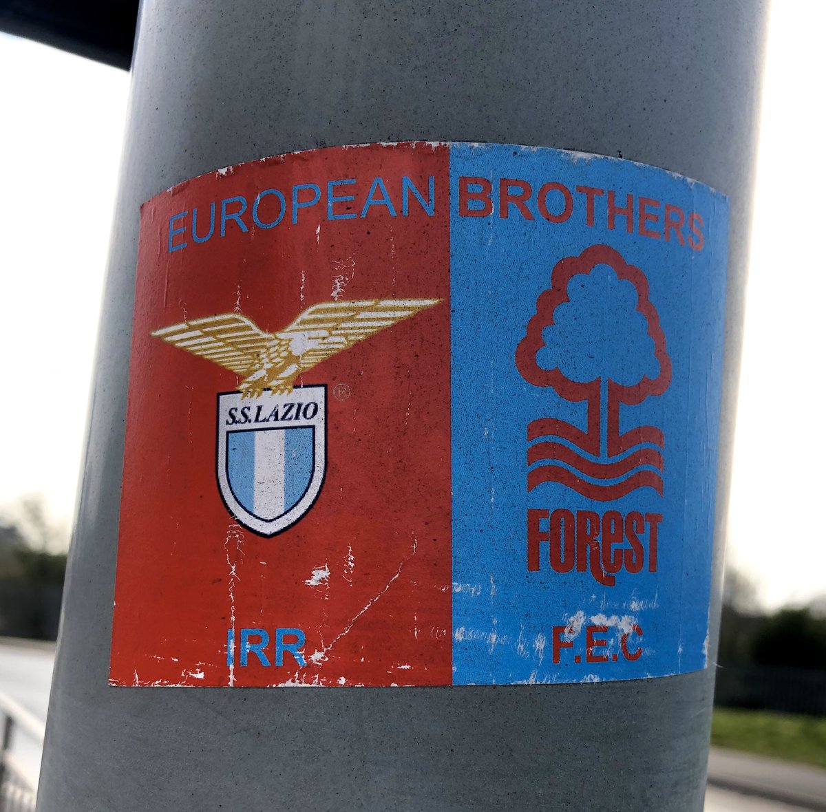 Didn’t plan on having  #NFFC stickers on this thread as there are obviously loads in Nottingham but this caught my eye this morning......  @OfficialSSLazio  #SportingStickersInNottingham #4 the  #Lazio  #Irriducibili apparently disbanded earlier this year