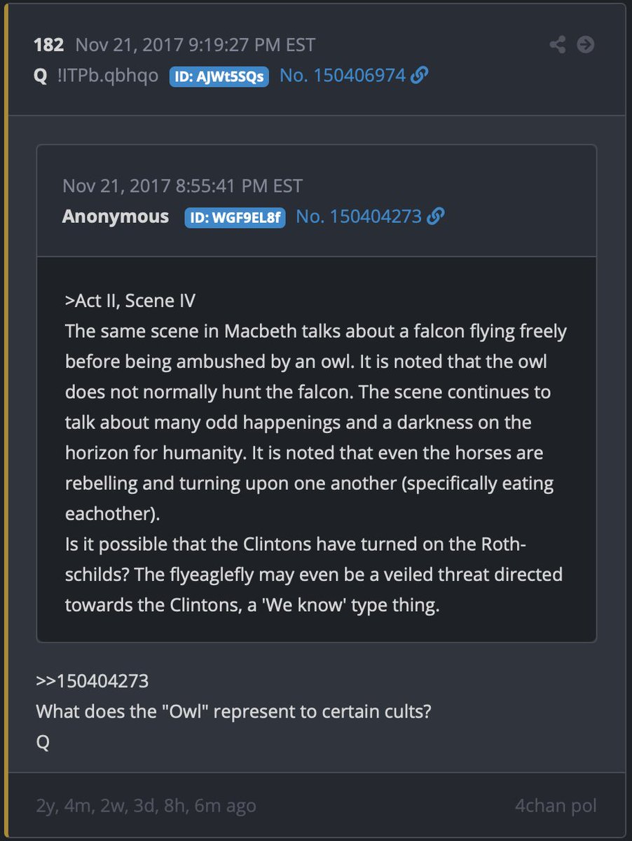 scottfreeanon's tweet photo. @bigredwavenow Is #23 #PainComing Santa? #Q182 is #veryInteresting Santa as #PresidentT mentioned 182 and you are following that number... By the way what does the OWL represent in many cults? #Q https://t.co/Hr6hhztNdK