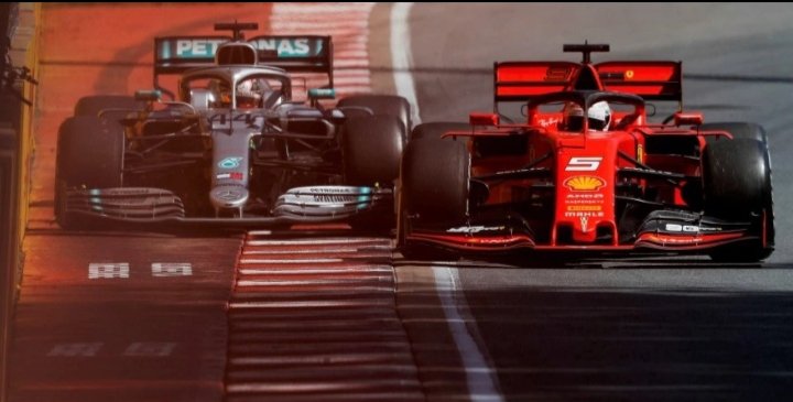 Canada 2019. Vettel and Hamilton are fighting for first place. However Seb loses control of the car, goes through the grass and narrowly misses Hamilton while re-joining the track. He was given a 5 second penalty which cost him the win. "They are stealing the race from us"