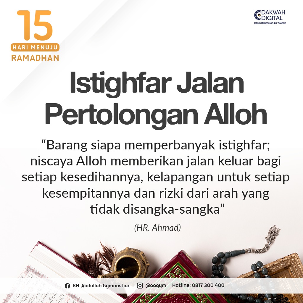 aagym's tweet photo. Perbanyak istighfar dalam kondisi apapun, terutama di saat hati resah gelisah.

Niscaya hati akan jauh lebih tenaaang dan solusipun akan Alloh berikan. 

Semoga dengan istighfar ini Alloh Ta'ala senantiasa menolong kita dan mengampuni semua dosa - dosa kita yang kita lakukan. https://t.co/t7wUQHqc5e