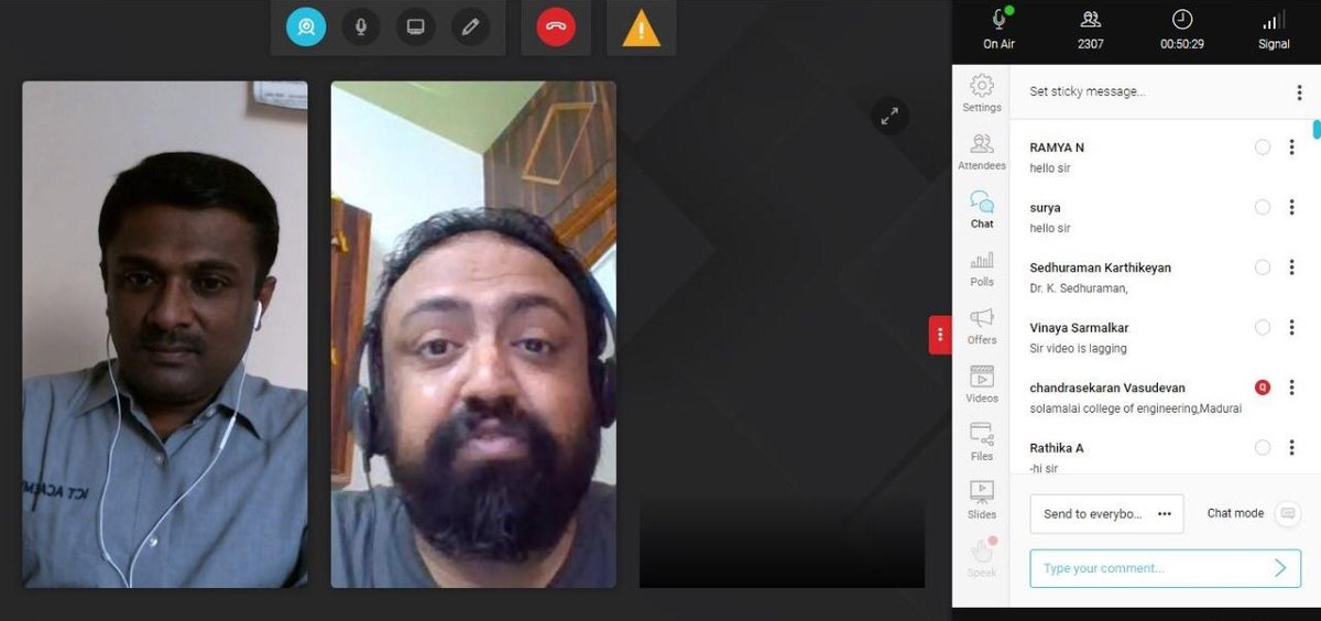 ictacademyindia's tweet photo. Glad to inform you that we have started the first session on the Season 1 of #SKYCAMPUS - Digital Knowledge Series 2020.
Saurabh Bhattacharya of #AISPL delivering a session on "Artificial Intelligence" with Dr Anbuthambi of ICT Academy Moderating the session.
#ictacademyindia https://t.co/3otKNgCpFN