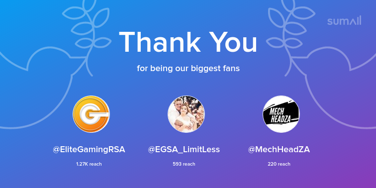 timewarpza's tweet photo. Our biggest fans this week: EliteGamingRSA, EGSA_LimitLess, MechHeadZA. Thank you! via https://t.co/PxAEdqwa0W https://t.co/E2o3sWaw14