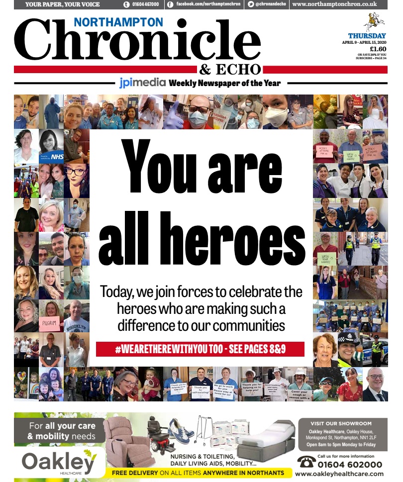 Support your local press a grab a copy of this week's Chron - out today - featuring our amazing NHS heroes #buyapaper