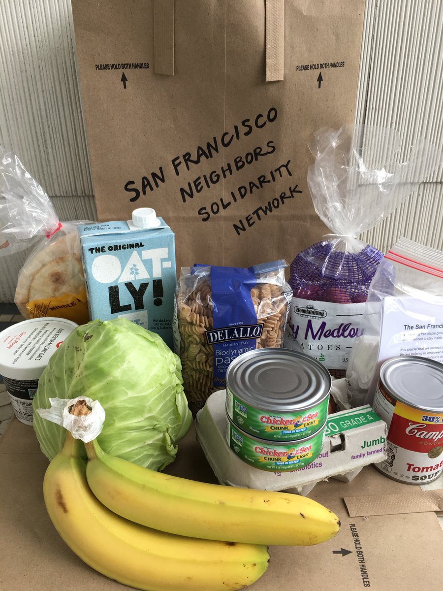 AsterZephyrIsis's tweet photo. 🚨SF Neighbors Solidarity Network🚨is delivering free groceries + supplies (hand sanitizer, gloves, mask) to our elders &amp; vulnerable neighbors throughout the City every week. Get involved, donate (venmo: SFNeighbors) or link us with a neighbor who needs help. Please share !💘🙏✊ https://t.co/nCXNqr6Xgi