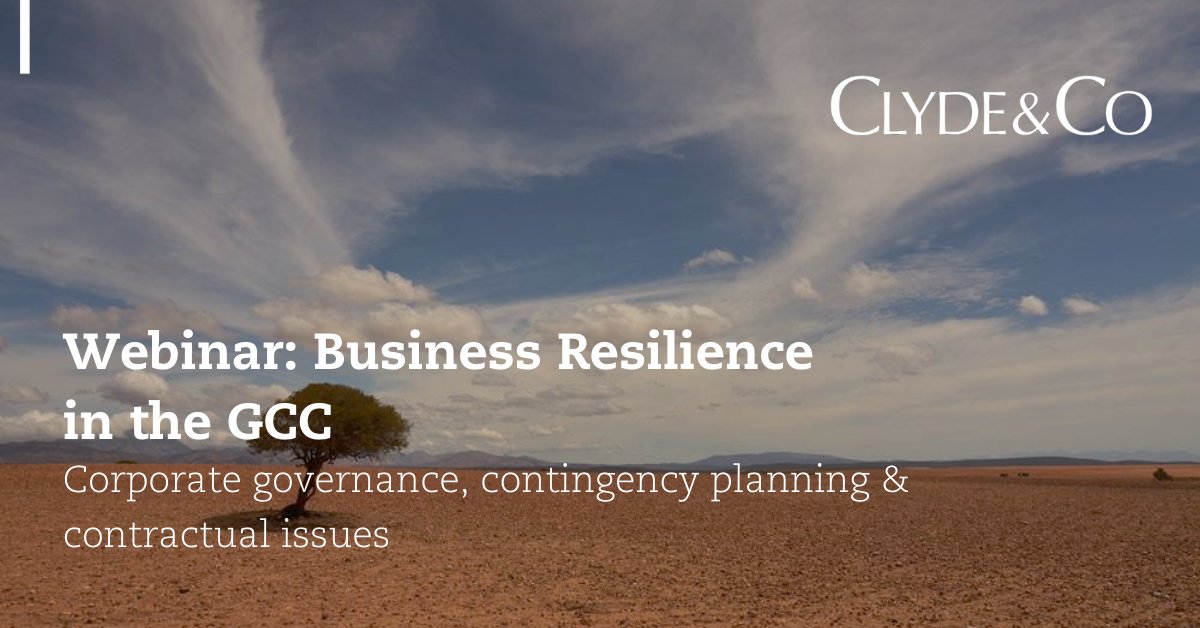 Last week, our experts hosted a webinar with Lumina Capital Advisers to discuss the key implications regarding business #resilience for Middle East businesses, including corporate #governance, director duties, and contractual issues. Watch the replay here: bit.ly/2wpgaNC