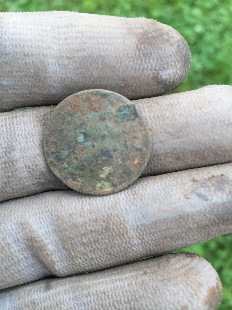 ..on this particular day, I decided to detect one of the fields closer to the farm buildings. I’d never been in this field before but within a few paces, I got a very solid coin signal. Sure enough, it was a coin from the reign of King George II. A fantastic start to the day...