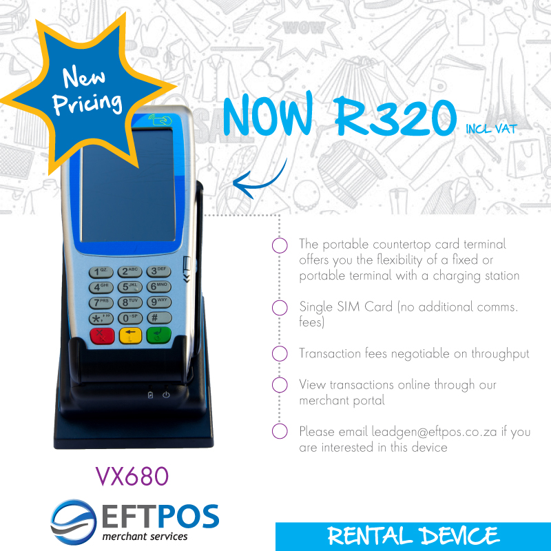 card_connected's tweet photo. ⭐️Single SIM Traditional NEW PRICING: R320⭐️

This mobile card machine offers the flexibility of fixed &amp; portable with charging station:
- SINGLE SIM card - no extra costs
- ON THE GO or COUNTERTOP
- View transactions online
- Tap &amp; Go enabled

https://t.co/Z8rR5KKIpc

#EFTPOS https://t.co/V0CrZkYkvC