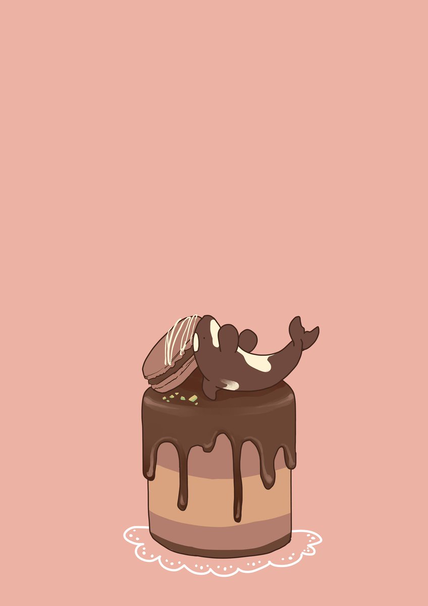 no humans food food focus simple background pink background chocolate cake  illustration images