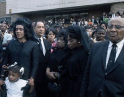 At the public funeral service  @Morehouse with my mother, Coretta Scott King; my paternal grandparents, Reverend MLK, Sr. and Alberta King; and my aunt, Dr. Christine King Farris.  #MLK