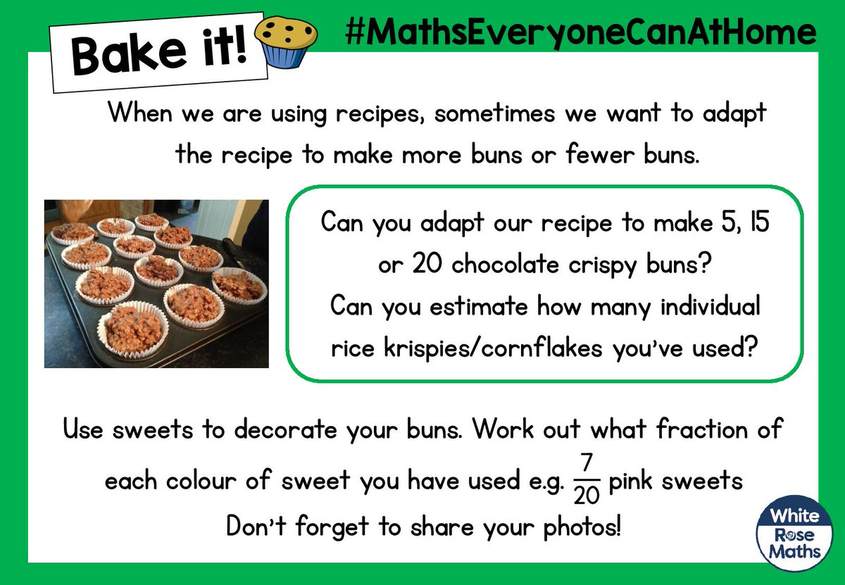 WhiteRoseEd's tweet image. 🐇 Day 4 - Today’s Easter tasks are Bake it and Make it! We can't wait to see those crispy buns and patterns! ow.ly/vezN50z6rk0 
#MathsEveryoneCanAtHome #EasterFun