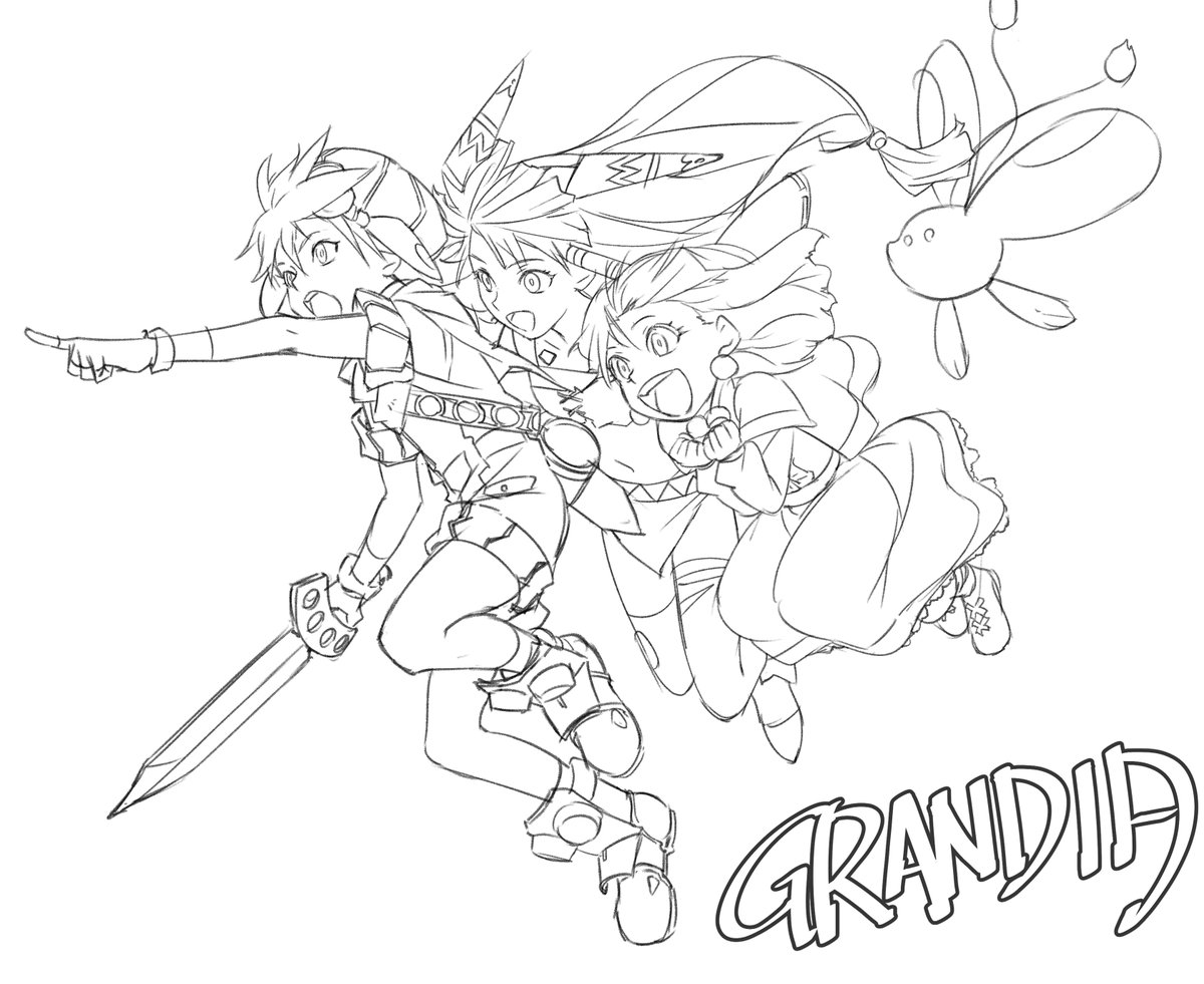 グランディアぬり絵やってくれるひといる?
 #塗り絵チャレンジ #GRANDIA 