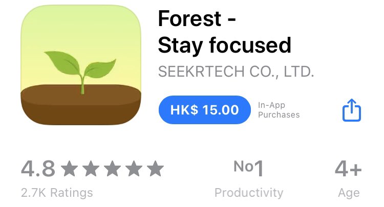 ForestAnother app that you’ve most likely heard of, Forest is a pomodoro timer that requires you to not leave the app when working! However, you have to pay for it :( Plantie is like its free version but I’ve never used it so I’m not sure if it works as well!