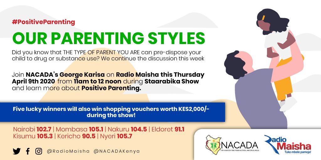 radiomaisha's tweet photo. COVID-19 Pandemic has brought out issues especially on #Parenting that we didn't realize before. While #UnderstandingThisDistress @NACADAKenya will be analyzing different parenting styles during this trying times today on #Staarabika. https://t.co/pV7LwKj99k