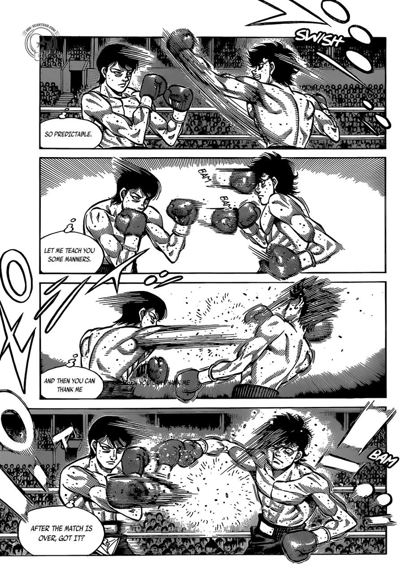 cinematic parallels! hajime no ippo is one of my biggest inspirations! especially when it comes to depicting punches! but whats funny to me is that this page of star impact is from last november and this page from hajime no ippo is from this week! 