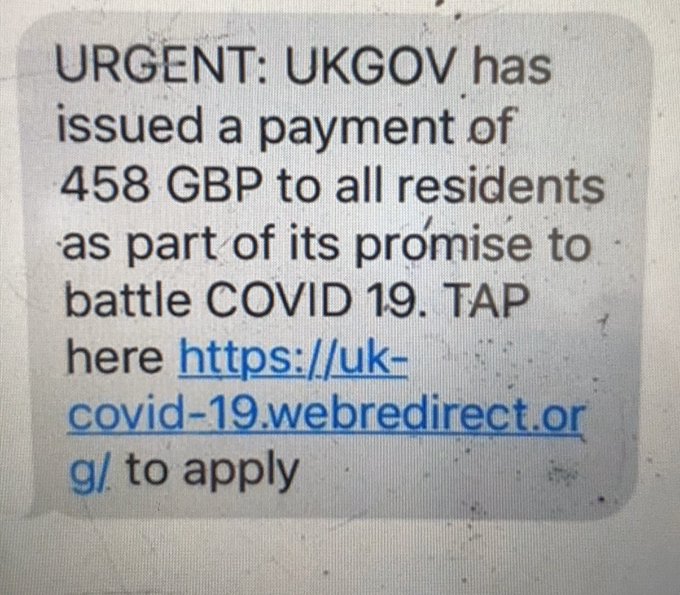 NHSCFA's tweet photo. #ThursdayThoughts 

Fraudsters know we could all do with a little extra cash at the mo.

So the hook is £458 &amp; all you have to do is click a link oh and maybe give your bank details and possibly even your PIN number...

If you haven't sussed it yet it is a scam!

#CoronaVirus Con https://t.co/5SoweLAU6N
