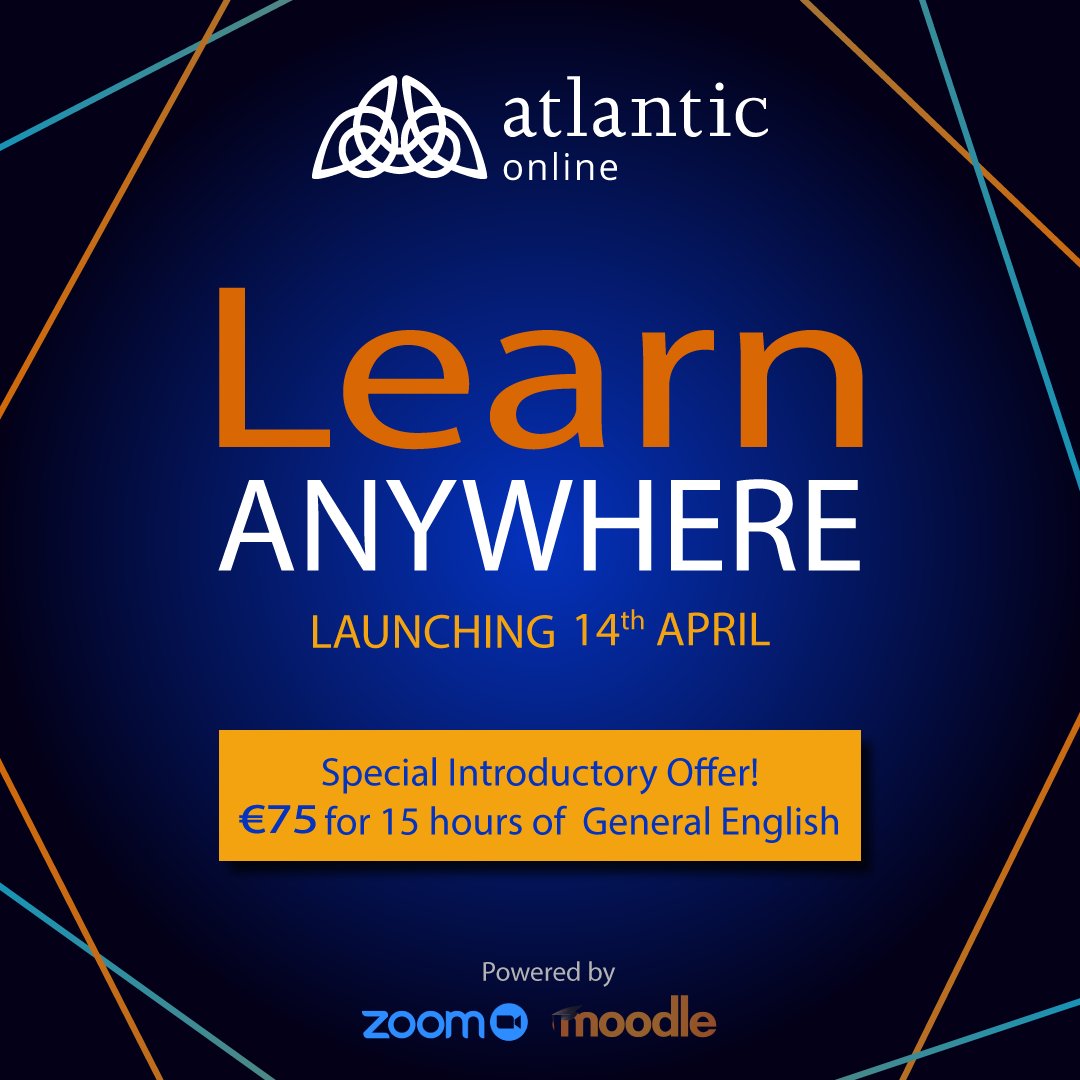 AtlanticIreland's tweet photo. Atlantic Language is excited to launch Atlantic Online on April 14th.
Now that we are confined to home, communication has never been more important! To join us in this great new venture, contact us at online@atlantic.ac #onlinelearning #atlanticlanguage #liveandlearn https://t.co/Bqg6vlnoYl