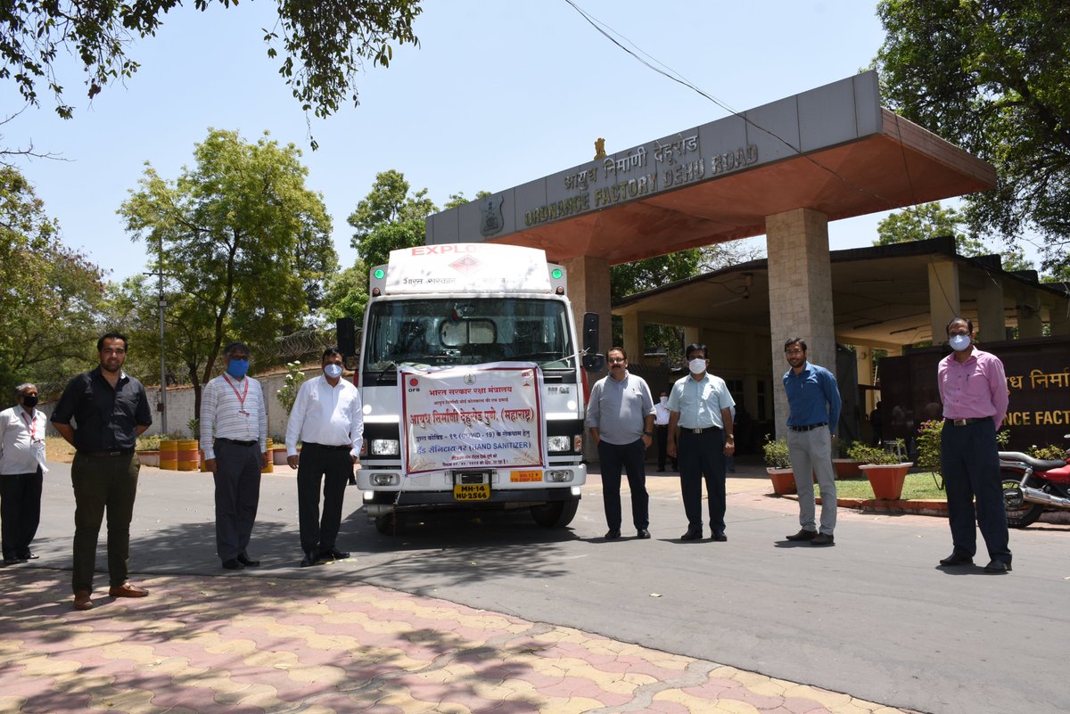 PROOFDR2's tweet photo. Manufacture and Issue of Hand Sanitizers by Ordnance Factory Dehuroad. The first consignment was issued to DRM PUNE Central Railway https://t.co/GYItxnXSur