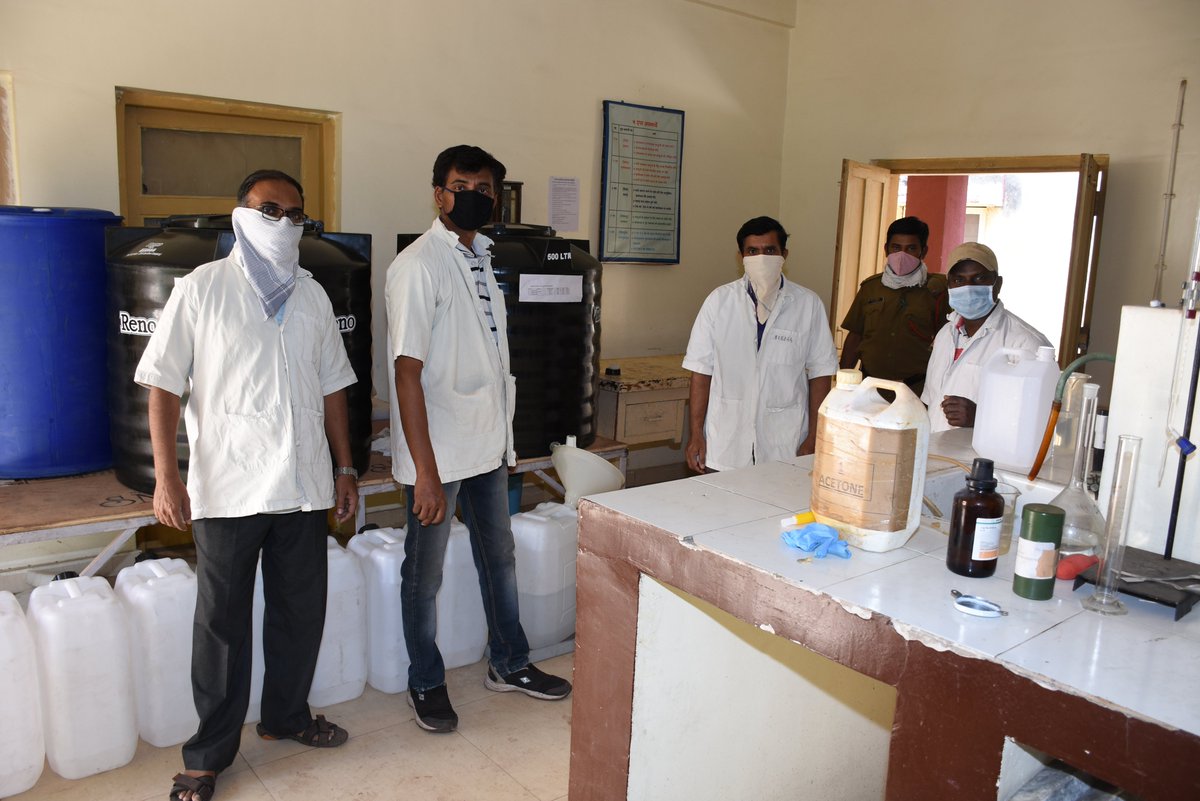 PROOFDR2's tweet photo. Manufacture and Issue of Hand Sanitizers by Ordnance Factory Dehuroad. The first consignment was issued to DRM PUNE Central Railway https://t.co/GYItxnXSur