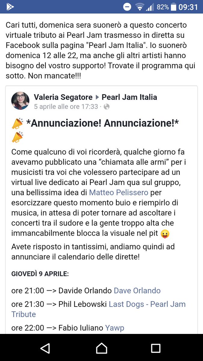 EdwardSimius's tweet photo. On Sunday 12/4 at 10 p.m. Italy time I will be playing at the live virtual PJ tribute concert in streaming on the "Pearl Jam Italia" Facebook page! A lot of PJ fans will be playing! @PearlJam @MikeMcCreadyPJ  @PearlJamOnLine #pearljam #Italy #restateacasa #iorestoacasa https://t.co/9JSsrKnc79