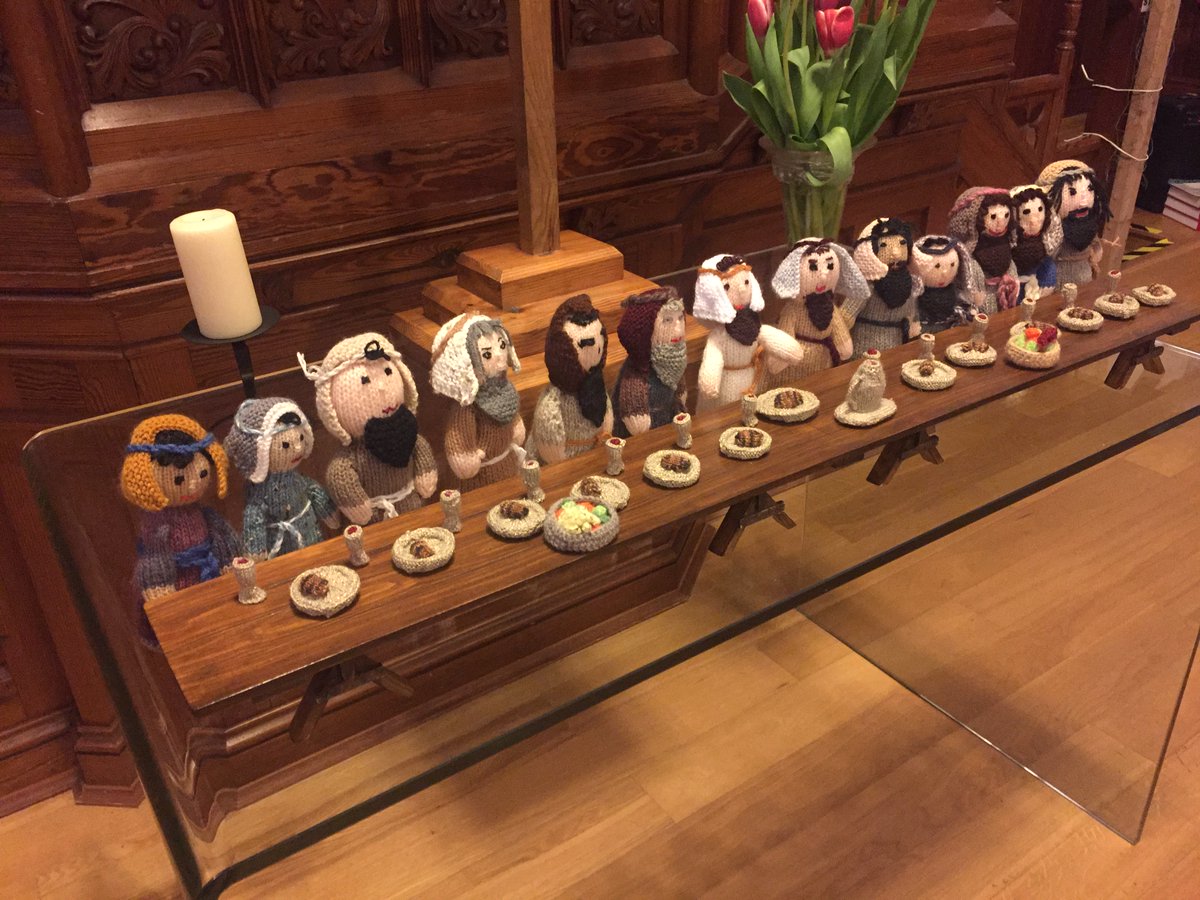 The talented ladies of the Knit & Natter Group at #PateleyBridge Methodist Church knitted the below 'Last Supper' earlier this year As not many people saw the knitted display, we are sharing this lovely image here #MaundyThursday Photo by retired Rev Chris Stark #LastSupper