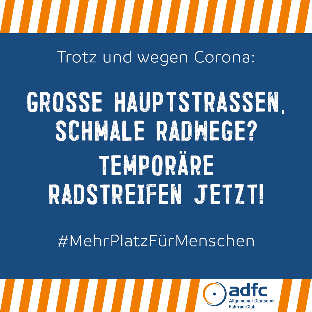 FahrradClub's tweet photo. Wir brauchen jetzt mehr Platz auf unseren Straßen für aktive Mobilität! 🚦 Die Politik ist gefragt, aber auch jede*r Einzelne. 

Unsere Meldung: 👉https://t.co/mq4IBnTZuL

#MehrPlatzfürsRad #MehrPlatzFürMenschen #PopupBikelanes #OpenStreets #PhysicalDistancing #Covid19 https://t.co/VRiK9W8F3K