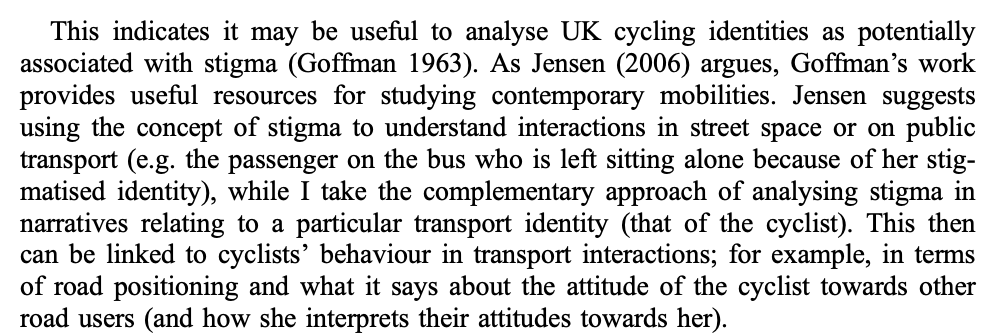  @RachelAldred's (2012) “Incompetent or Too Competent? Negotiating Everyday Cycling Identities in a Motor Dominated Society” suggests an approach that could be tailored for understanding the 'stigma' of jogging!