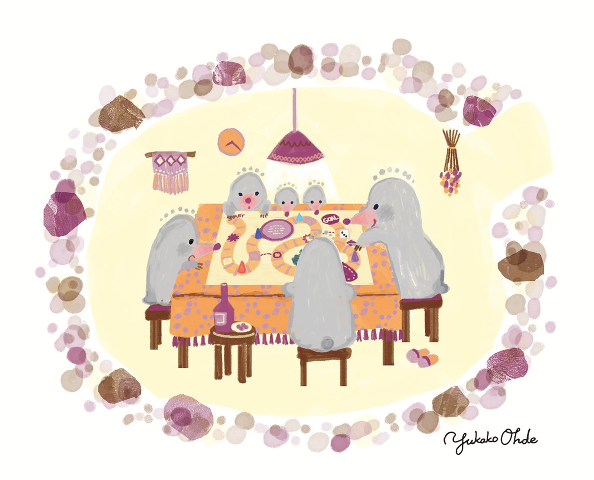 no humans artist name sitting table food bird blush  illustration images